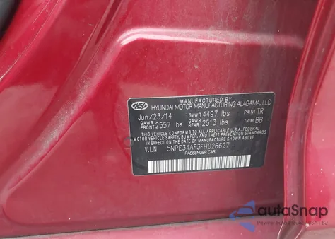 2015 Hyundai Sonata Limited из США, поврежденный, VIN 5NPE34AF3FH026627